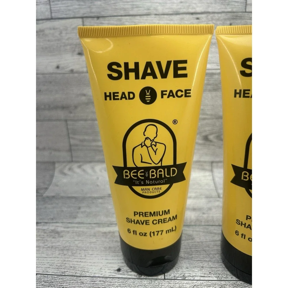 Lot Of 2 Bee Bald SHAVE Premium Shaving Cream 6 Ounces. Both New One Open Unused